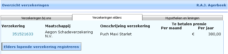 DPM - Elders lopende verzekering muteren - overzicht verzekeringen
