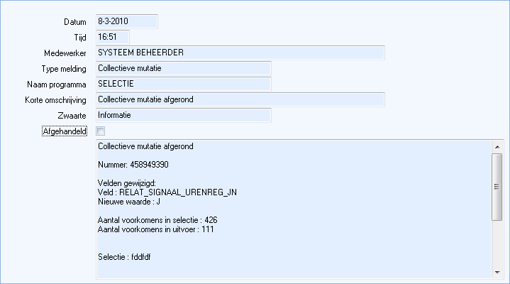 Venster Systeemmelding