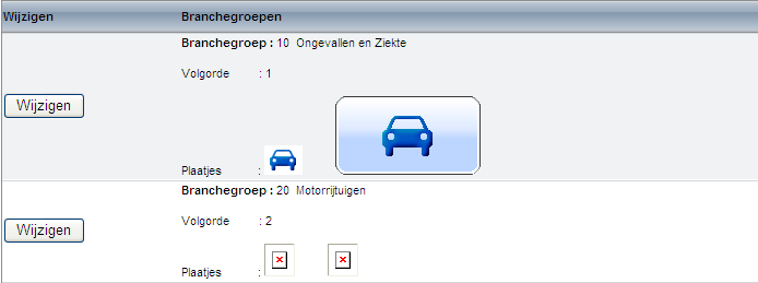 DPM Beheertool - Branchegroepen: kruisjes