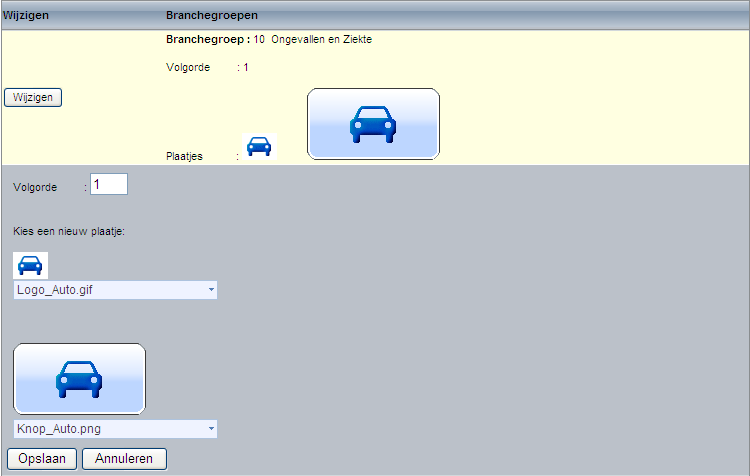 DPM Beheertool - Branchegroepen: wijzigen