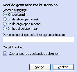 Venster zoeken in Windows 2