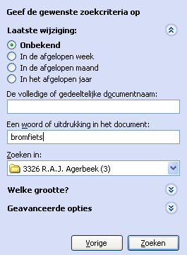Venster zoeken in windows 3