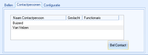 Venster Relatie bellen tabblad Contactpersonen