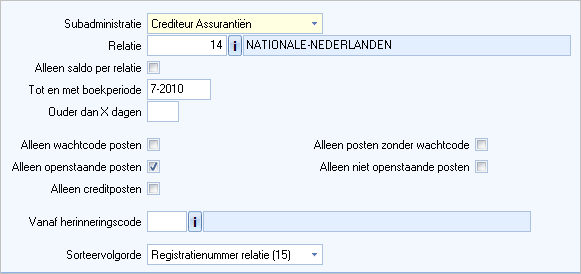 Cred - OP-lijst subadministratie