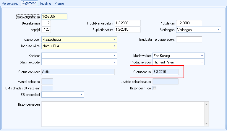 Statusdatum contract