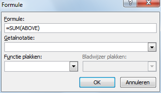 Venster Formule uit Word