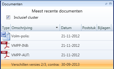 Documenten widget klein