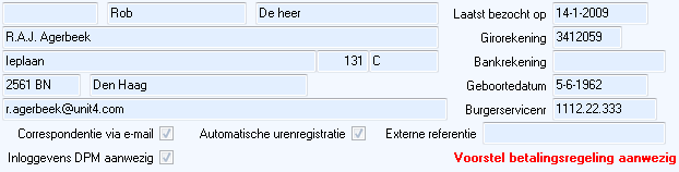 Adresgegevens normaal lettertype