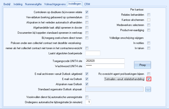 setmailing in bedrijfsgegevens