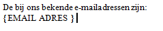 Veld E-mailadres ingevoerd in voorbeeld met kolommen