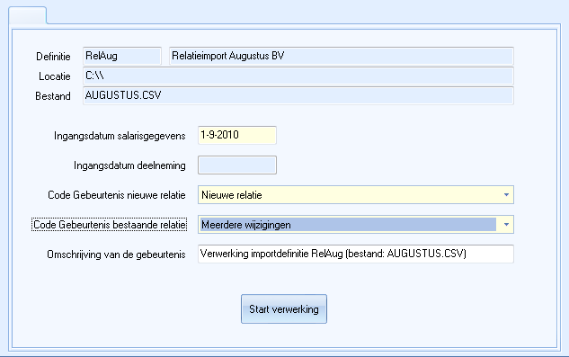 Imp rel  Uitvoeren import bestand