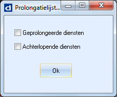Venster lijsten prolongatie diensten