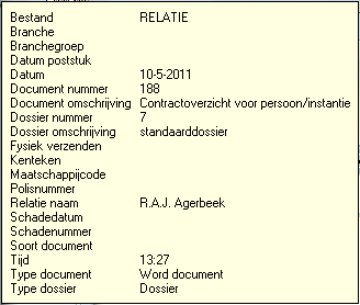 Uitgebreide informatie document in dossieroverzicht