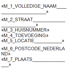 Voorbeeld etiketvelden