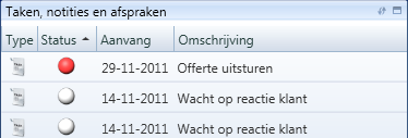 Widget Taken, notities en afspraken, middenvariant