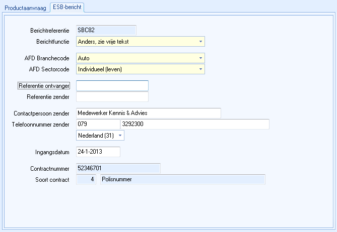 Tabblad ESB-Bericht