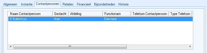 Venster Relatiegegegevens, tabblad Contactpersonen