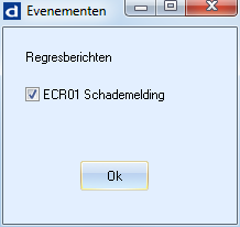 Venster Evenementen met ECR01 Regres