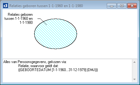 Venster Selectie tbv enkelvoudige selectie