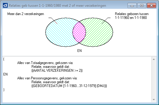 Venster Selectie gecombineerde selectie