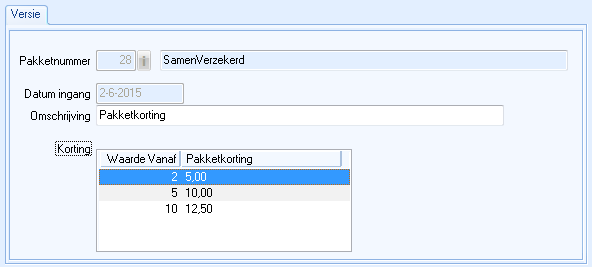 Venster Pakketkorting