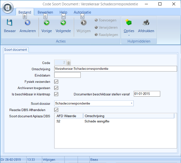 code soort document