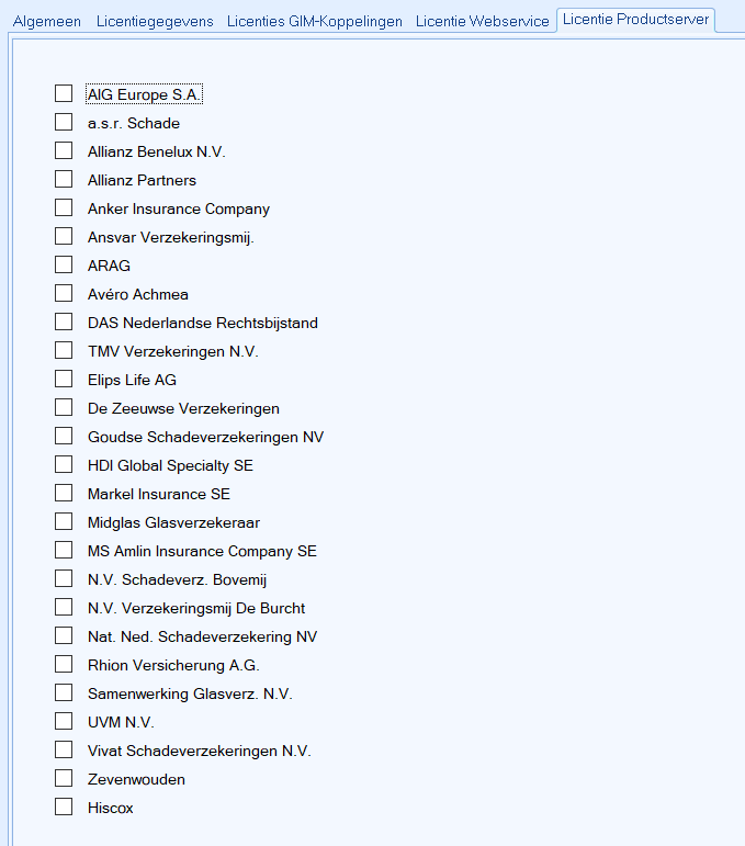 licentie productenserver