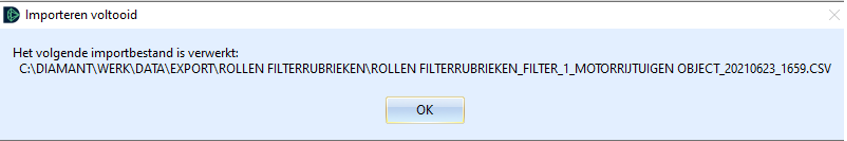 melding import voltooid