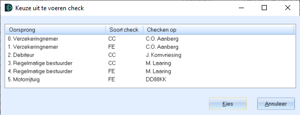 keuze uit te voeren checks