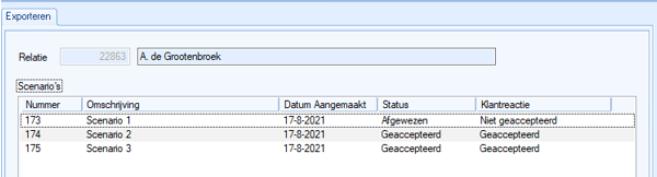 overzicht scenarios