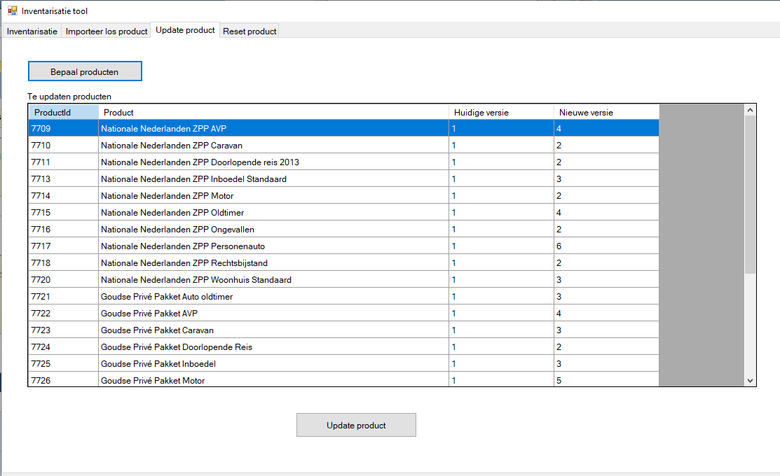 update producten