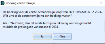 boeking eerste termijn