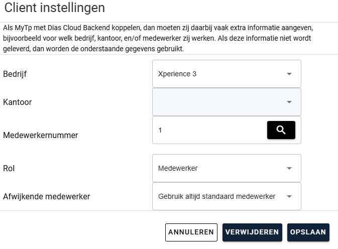 client instellingen