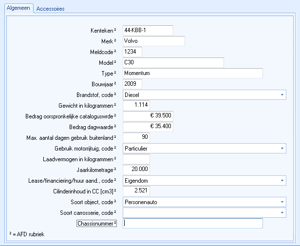 Venster Muteren specificatie, TP rubriek, Amedia rubriek