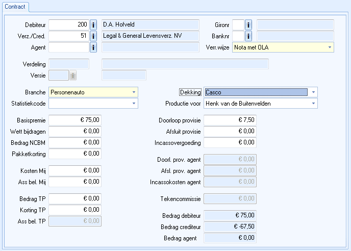 Debiteuren boeking gevuld