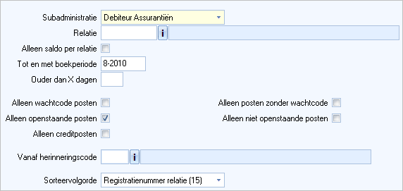 Fin.rap. - Vervaardigen OPlijst Subadministratie