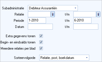 Selectiescherm Posten en betalingen