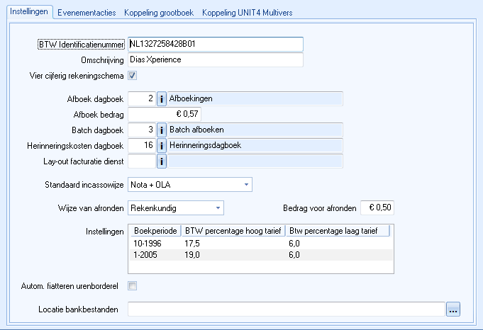 Instellingen fin Tabb Instellingen