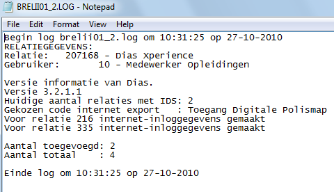 DPM Inlog genereren - selecteren (Bmewii01)