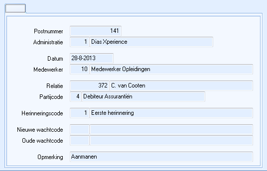 Deb - Post regel info tabbl historie