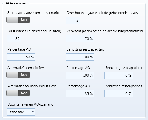 Instellingen AO-scenario
